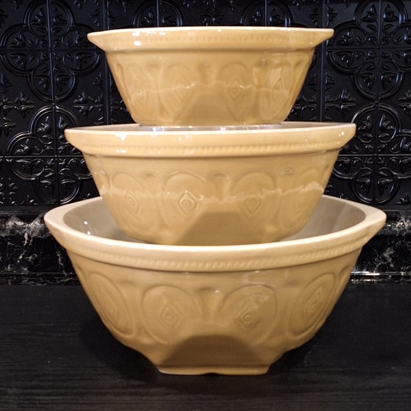 Heavy Duty Stoneware Ceramic Mixing Bowls, Vintage Gripstand Style Bowls - Picture 2 of 16